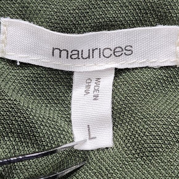 Maurices Jacket Womens L Green Rayon Ruffle Front Anorak Full Zip Pockets Casual - Picture 4 of 9